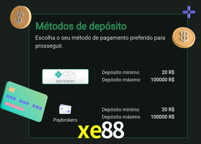 O cassino xe88 oferece uma grande variedade de métodos de pagamento